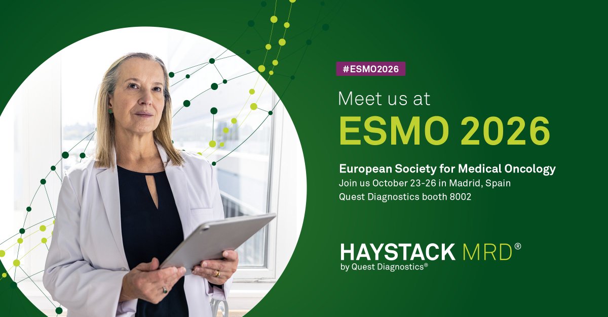 Haystack MRD® by Quest Diagnostics® ESMO 2026 slide: Going to #ESMO26 in Madrid? Interested in the