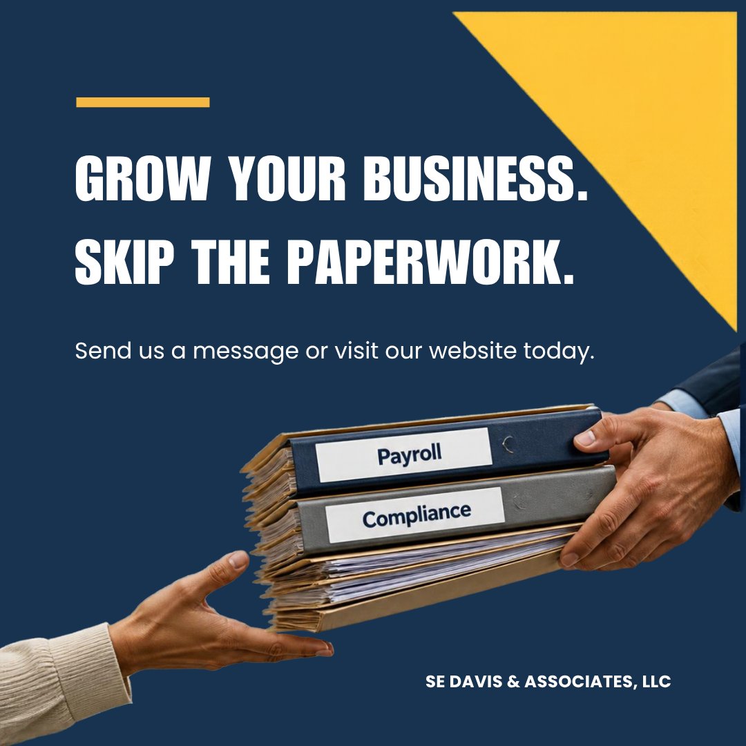 SEDavisAssoc's tweet photo. You started a business to grow it, not to drown in paperwork. Let us take the admin off your plate. Contact us today.
#PEO #trucking #professionalemployerorganization #workerscompensation #benefits #consulting #warehouse #warehousing #logistics #transportation #sedavisassociates https://t.co/vG7XJYjxME