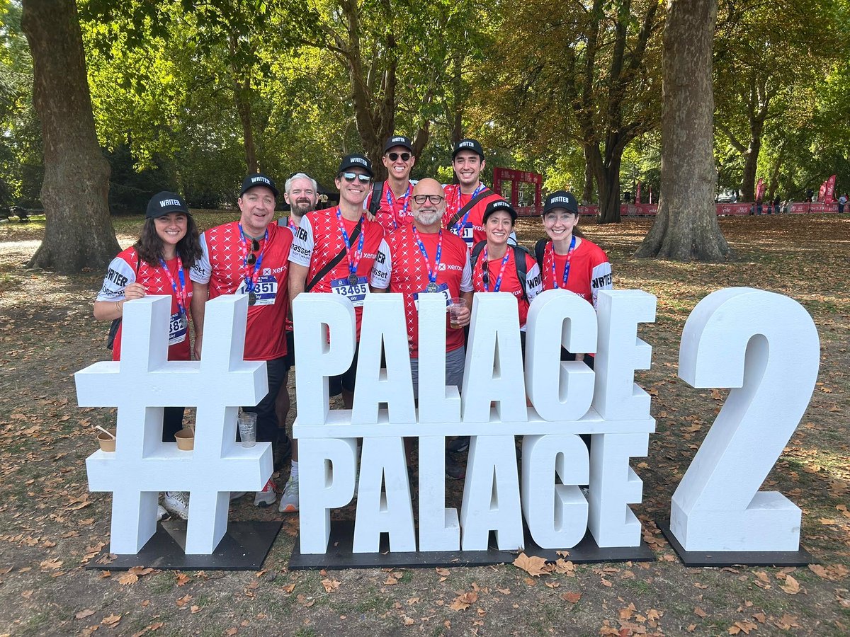 Get_Writer's tweet photo. Some partnerships extend well beyond business! ❤️ 

Earlier this month, the WRITER team joined the @Xerox  Palace to Palace Team charity walk and cycle, raising money for The King’s Trust and its mission to help end youth unemployment. Together, our teams covered 13.1 miles on foot and 50 miles by bike.

A huge thank you to @DarrenCassidy16 and the Xerox team for inviting us to be part of it. We’re grateful for the partnership and proud to support this work together!