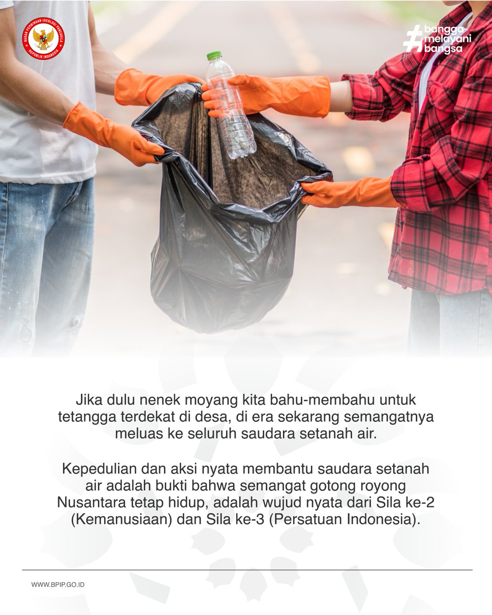 BPIPRI's tweet photo. #SalamPancasila

Mappalette Bola (Bugis) dan Mapalus (Minahasa) membuktikan gotong royong telah mengakar sejak dulu. Kini, semangat itu hidup lewat kepedulian dan aksi nyata, cerminan Sila ke-2 dan ke-3 Pancasila. 🇮🇩

#BPIP #Pancasila #Indonesia https://t.co/yBocS51196