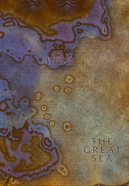 AedraForever's tweet photo. There are so many unused or barely explored coastal areas and islands in WoW's old world that would be amazing to see put to use. Alcaz Island had some relevance for the Ahn'Qiraj mace quests, but barely any, although I think it'll make a comeback. Either way, there's so much space across the old continents to do thousands of interesting things with.