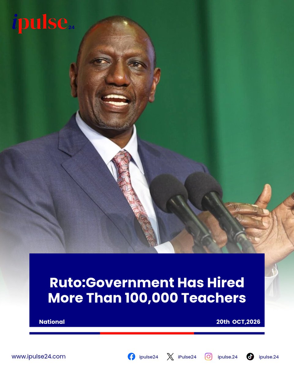 iPulse24's tweet photo. President Ruto highlights that the government has successfully hired more than 100,000 teachers to bridge the staffing gap in schools.
#Education #Teachers #TSC #KenyaSchools #Development https://t.co/hu281EAswx
