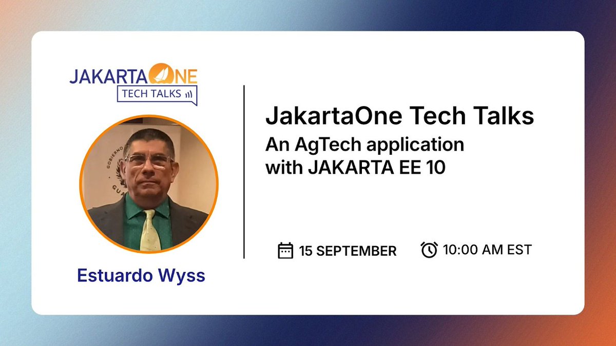 JakartaEE's tweet photo. How can Jakarta EE 10 power real-world AgTech?
In this JakartaOne Tech Talk, @estuardowyss shows how cloud and mobile solutions support traceability, food safety and real-time supply chain insights.
Watch now: https://t.co/L9xTlSxeWy
#JakartaEE #AgTech #EnterpriseJava https://t.co/bU9Qg5HKPp