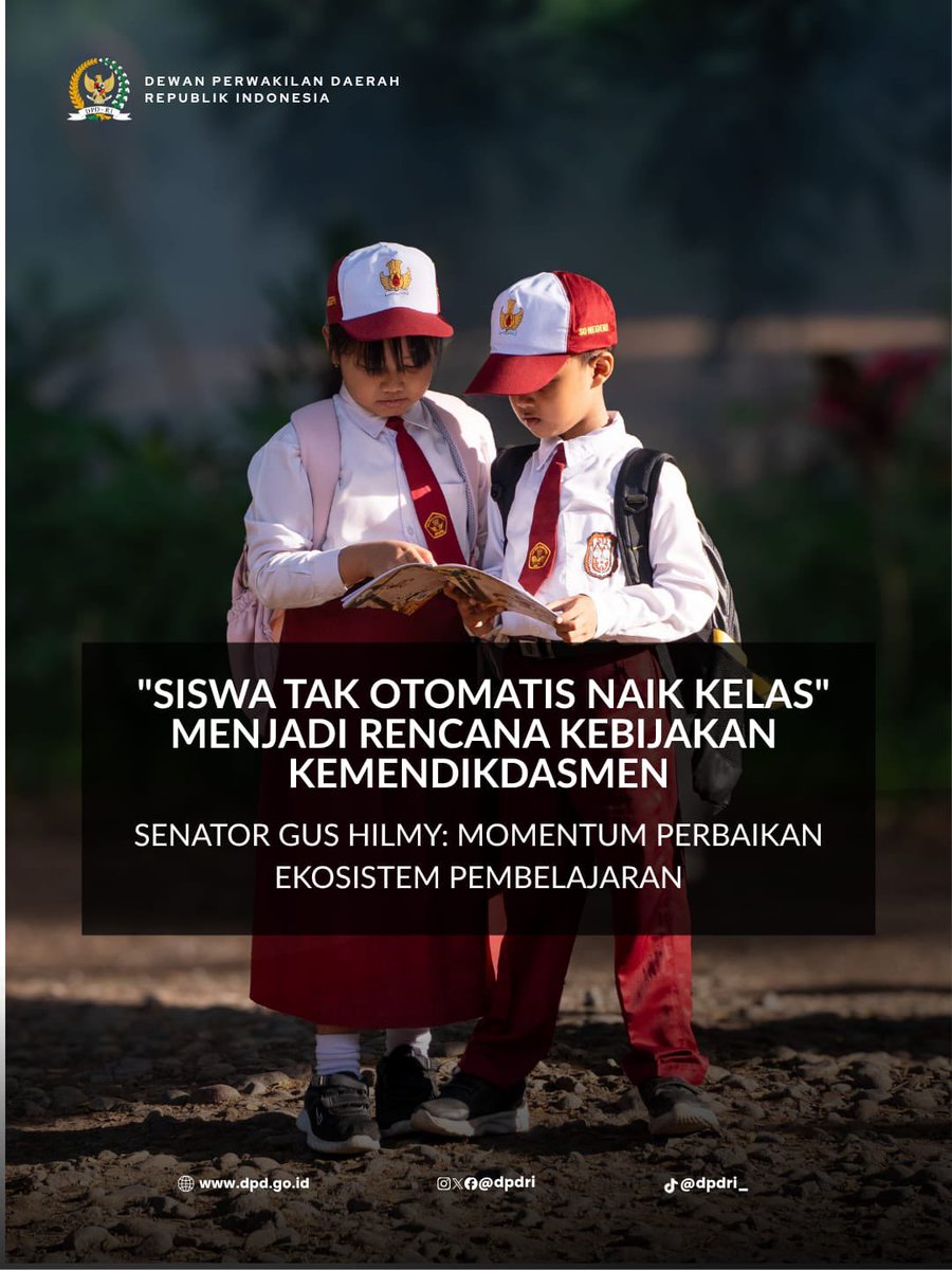 DPDRI's tweet photo. Anggota DPD RI asal DIY Gus Hilmy sampaikan rencana Kebijakan Kemendikdasmen “Siswa Tak Otomatis Naik Kelas” harus jadi momentum perbaikan ekosistem pembelajaran. 

#dpdri #daridaerahuntukindonesia https://t.co/QoZ0gYFPWH