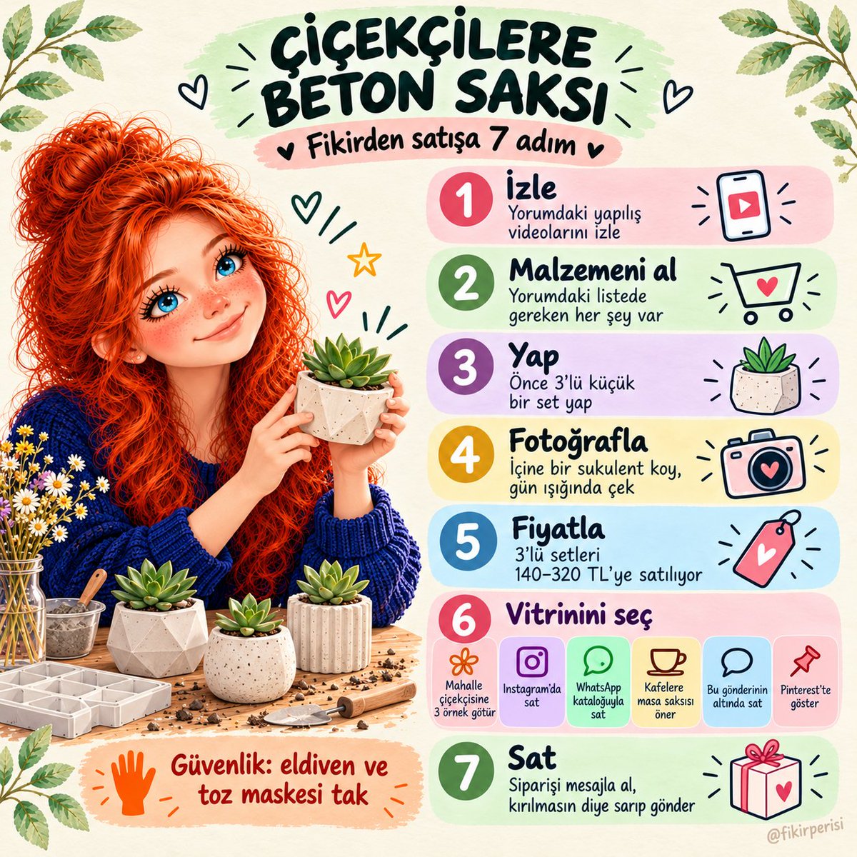 fikirperisi's tweet photo. Biraz çimento, bir plastik kap, bir sukulent...

💡 Evden iş fikri: Çiçekçilere beton saksı

🏷️ 3'lü setleri 140–320 TL'ye satılıyor
✔️ Kalıp: evdeki kaplar

🤖 Yapay zekâya sor: "Çiçekçiye saksılarımı nasıl tanıtırım?"
🎥 Videolar ve 🛒 malzemeler yorumlarda 👇

#EvdenİşFikri https://t.co/4ezafUfYIQ