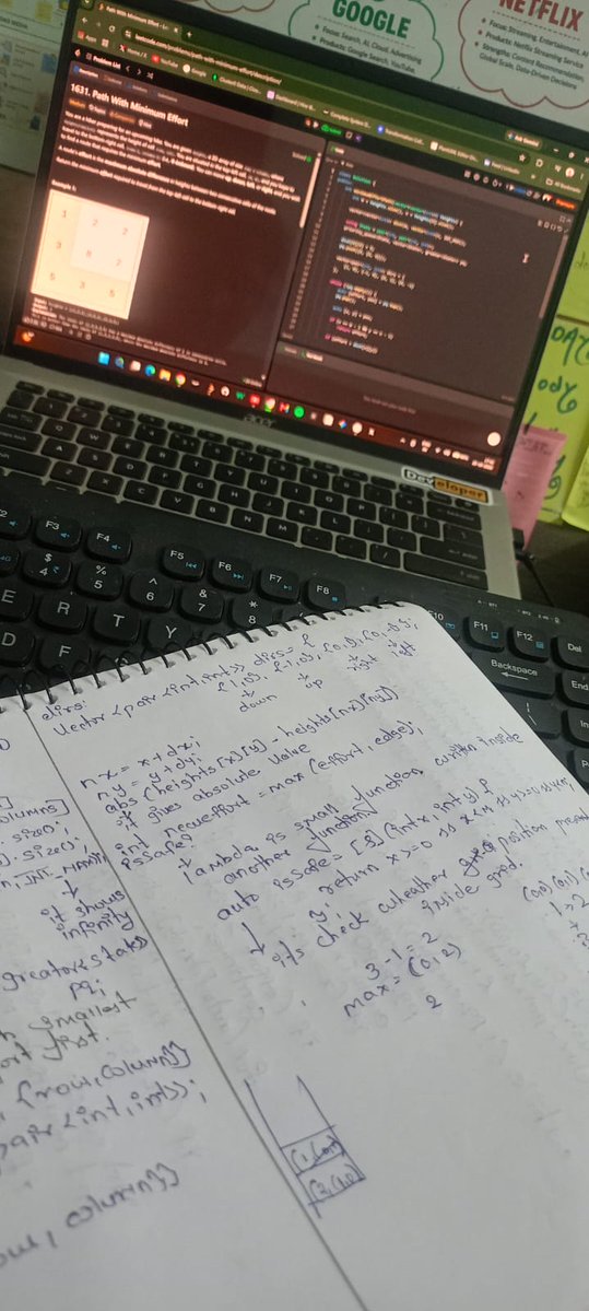 sushhhhh29's tweet photo. Solved LeetCode 1631 after learning Dijkstra’s Algorithm! 
The key insight: updating edges dynamically in a 2D grid and minimizing the maximum effort.
Have you solved this one?
#DSA #Dijkstra #LeetCode #DSACommunity https://t.co/6LBKr7Y8My