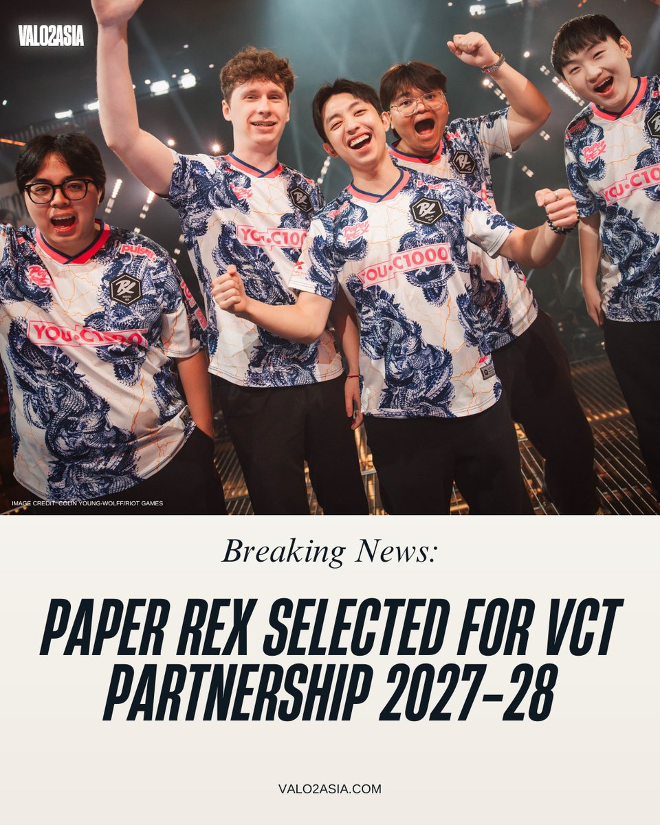 VALO2ASIA's tweet photo. [OFFICIAL] 🇸🇬 Paper Rex has secured its spot in the next VCT Partnership cycle for 2027-28 in Pacific

The news was shared via a video featuring Co-Founder & CEO Nikhil Hathiramani:

"Four years ago, no one thought we would make it. But let's be real, it isn't VCT without PRX."