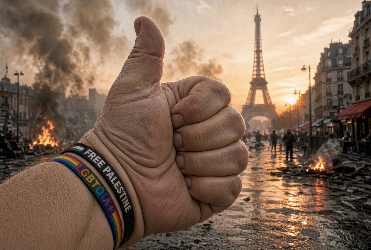 PatsyDiabetes's tweet photo. So glad I could be hear in Paris to support these long-overdue changes.

Students, people of color, immigrants, and the LGBTQIA+ community have suffered far too long under French colonial oppression. 

Paris looks even more beautiful at sunrise with real change in the air. The patriarchy is crumbling. I can’t stop smiling.