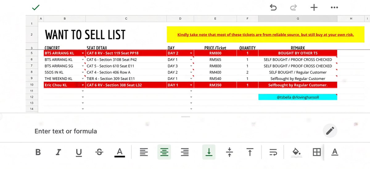 TICKETFEEDyly's tweet photo. 🎟️ #WTSLIST｜UPDATED LIST 📋
📅 Updated: 16/10/2026

❤️‍🔥 Tickets are still available for selected concerts!

🔴 Items highlighted in red are SOLD OUT.

💻 Still have a few concert tickets available for sale, including MCR and more. Stay tuned for updates! 👀✨

📩 DM for inquiries!

🎟️ BOOKMYTICKETS
💬 LINE: https://t.co/lWhA38ubWO

#WTSLIST #ConcertTickets #MCR #WTS
#TicketResale #BOOKMYTICKETS
