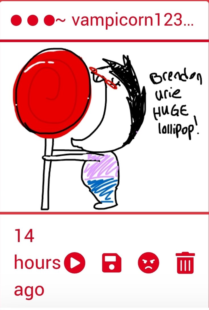 t4cks4sn4cks's tweet photo. WOW 😥THAT IS A HUGE LOLLIPOP 😥😥😥 tell him to be careful for me and also draw what happened after thanks 😥😥😥 stay safe brendon urie😥😥 https://t.co/Z0Or9HnXMz