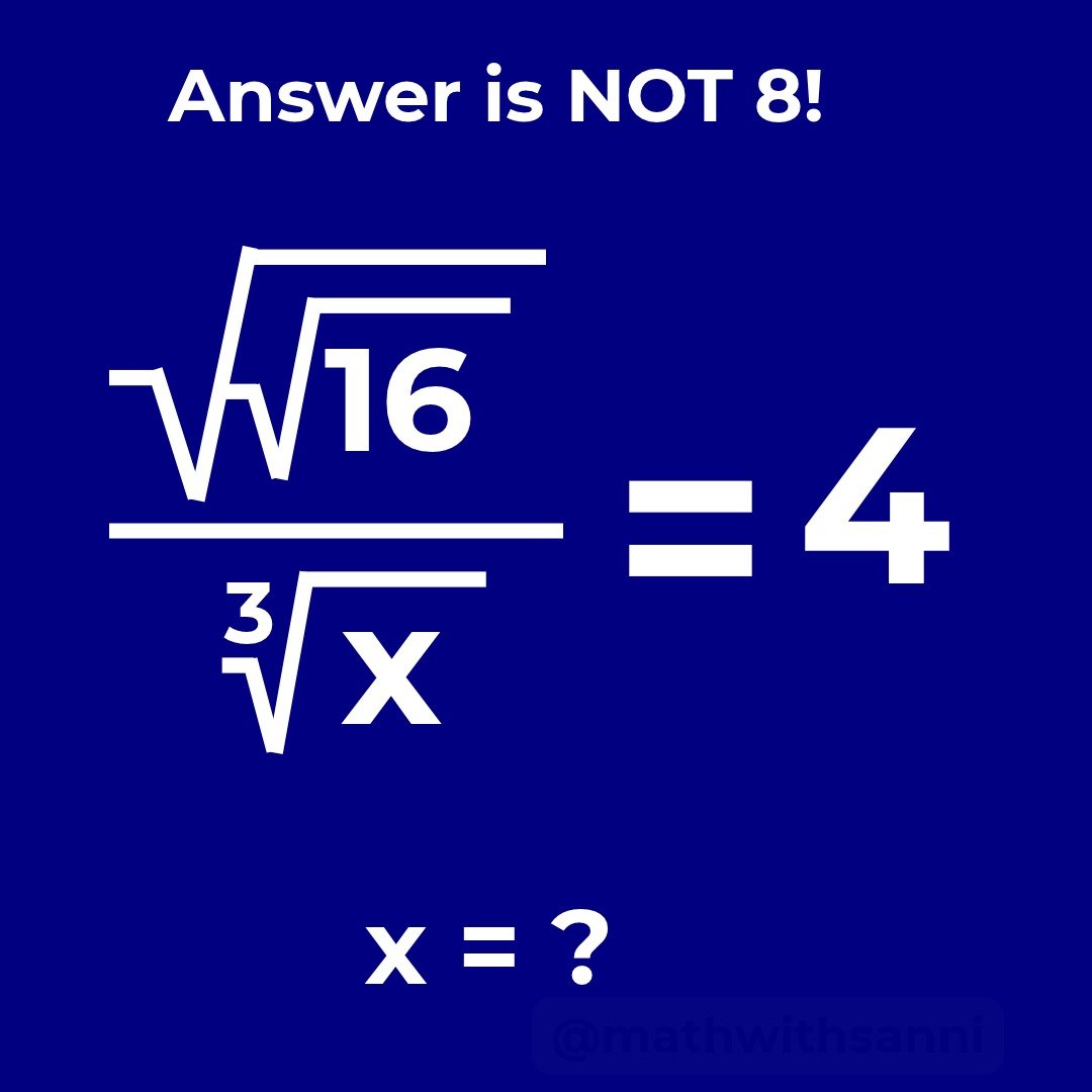 mathwithsanni's tweet photo. Answer is NOT 8🚨

Roots inside roots, and a cube root underneath. Flip one step and you land on the trap 🪝

Prove me wrong. Find x?

#Surds #Equations https://t.co/JFdxjpmahq