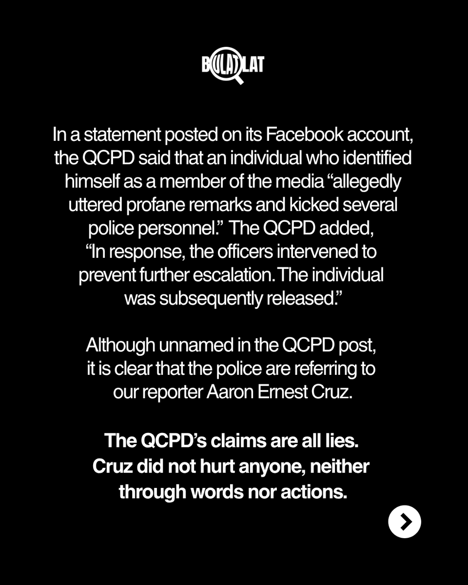bulatlat's tweet photo. Stop lying, QCPD!

Bulatlat condemns the outright lies being peddled by the Quezon City Police District (QCPD) in relation to the incident yesterday in front of the Department of Agrarian Reform. https://t.co/vQEpfvHlES