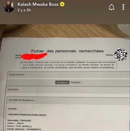 AlertesInfos's tweet photo. 🇫🇷🇲🇶 FLASH - Le rappeur Kalash affirme avoir été FICHÉ S par les autorités françaises et publie un document le décrivant comme "dangereux" et "violent". Ce fichage serait lié à son engagement contre la vie chère en Martinique. (story Instagram) https://t.co/wXxZXXxtBA