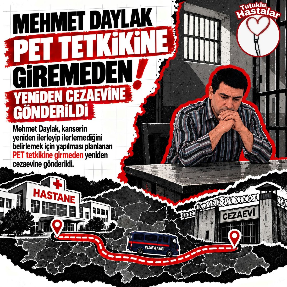 su19741972's tweet photo. MehmetDaylak Yaşasın
Son MR ve tomografi sonuçlarında bazı organlarda metastaz şüphesi oluşturan bulgular bildirildi. Kanserin yeniden yayılıp yayılmadığını belirlemek için PET tetkiki planlandı ancak Daylak bu tetkike giremeden tutuklandı. 

@adalet_bakanlik
@ADLITIPKURUMU https://t.co/JbHWy6j1s8
