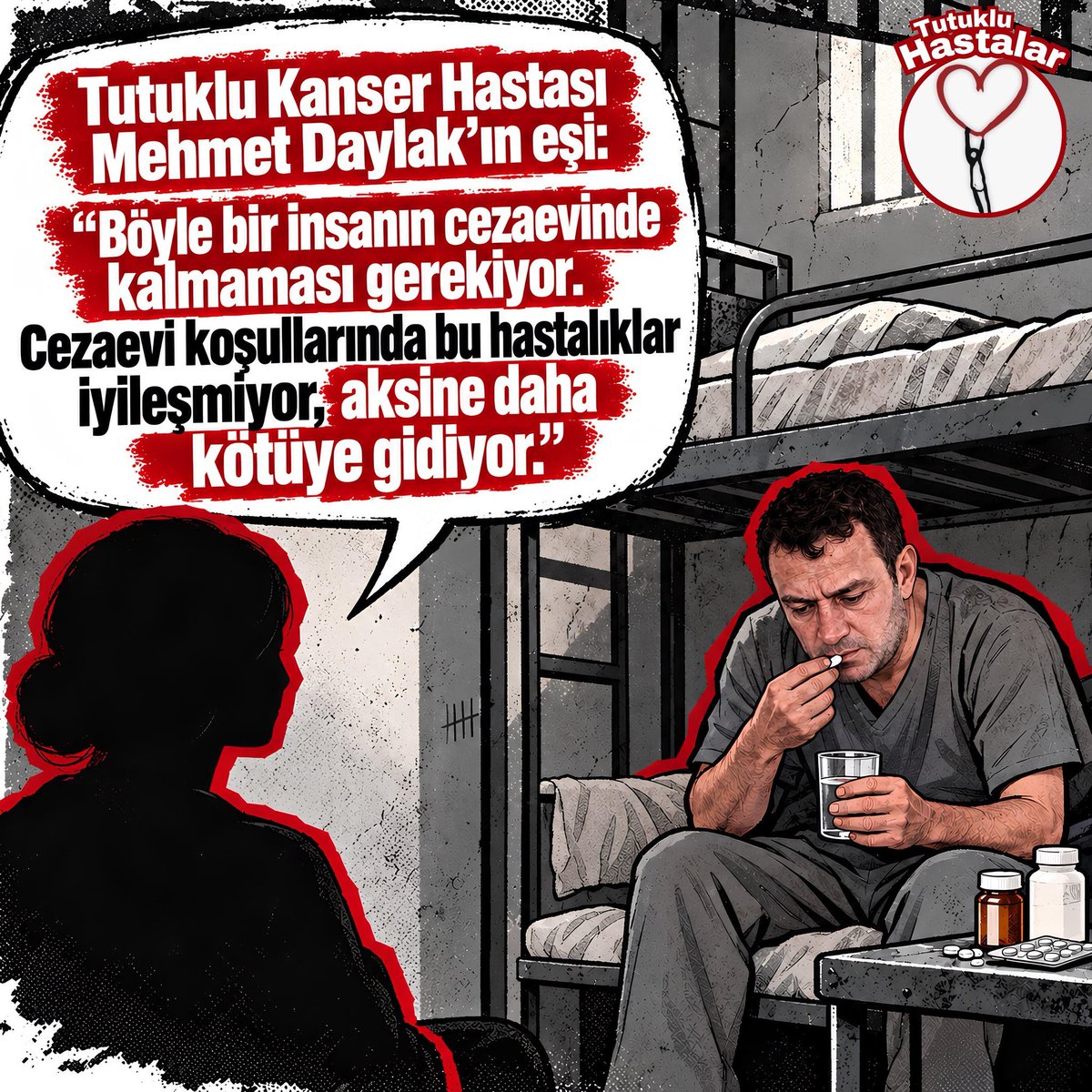 HrSes3's tweet photo. MehmetDaylak Yaşasın isteniyorsa tahliyesi sart! Cezaevi kosullarina daha fazla dayanabilmesi mümkün görünmüyor!
@ADLITIPKURUMU https://t.co/9rVT8PGsE8