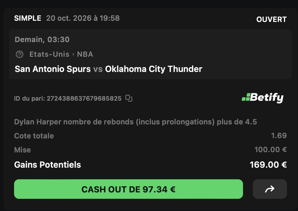 theo69prono's tweet photo. #NBA BET 2

🔸 Harper +4.5 rebonds @1.69 1%

Starter cette saison, projection à 32min
Il tourne à 5.5 de moy avec 30min+ la saison dernière et 6.4 en Playoffs
Ça va focus Wemby sur les rebonds, super spot ici

✅Pour bet sur le même book : https://t.co/6c04VespbM

♻️❤️ si tu suis https://t.co/3DKV4BXSAH