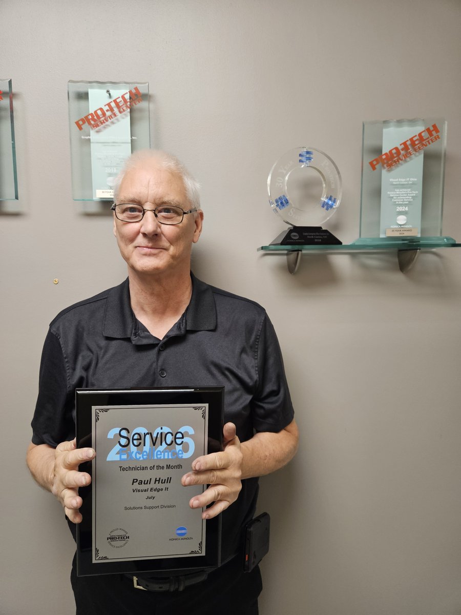 visualedgeit's tweet photo. Congratulations to Paul Hull on being named @konicaminoltaus Technician of the Month! 🎉 

We’re proud to see his hard work and technical expertise recognized. Well deserved, Paul!

#VisualEdgeIT #KonicaMinolta https://t.co/0FkhLpAdRL