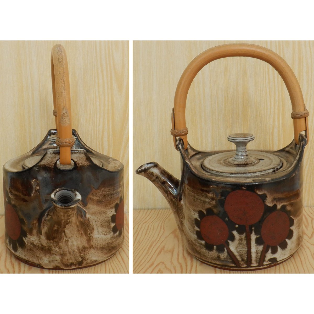 EverRotating's tweet photo. A vintage bamboo handled ceramic teapot. Made in England by Briglin Pottery. 🫖☕️

🛒 https://t.co/v4ChMJGFCm

#VintageShowAndSell https://t.co/mhRIBZVHDv