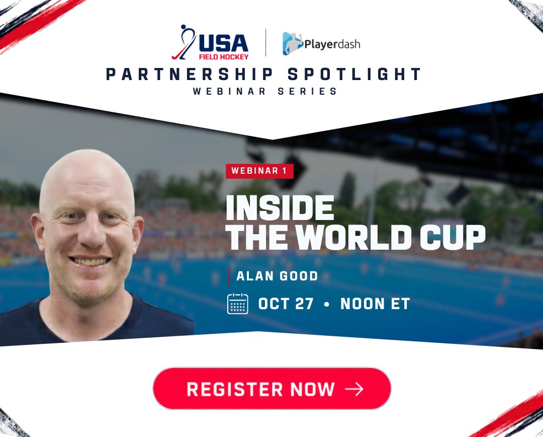 USAFieldHockey's tweet photo. 🌎 Oct. 27, noon ET — Inside the World Cup

Go inside the 2026 FIH Hockey World Cup with Alan Good, Assistant Coach &amp; Video Analyst for the USWNT, as he breaks down tactical trends and insights from the tournament.

🔗 Register: https://t.co/28kmezzRdl https://t.co/1lahZtHbEu