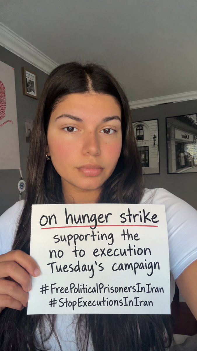 emma_azadi's tweet photo. This is my second week joining political prisoners in Iran and thousands of young Iranians around the world in the hunger strike for #notoexecutiontuesdays campaign. Until every political prisoner is free, we will keep raising our voices.
#StopExecutionsInIran
@AnitaAnandMP @CBC https://t.co/ZtNHrsQ83U