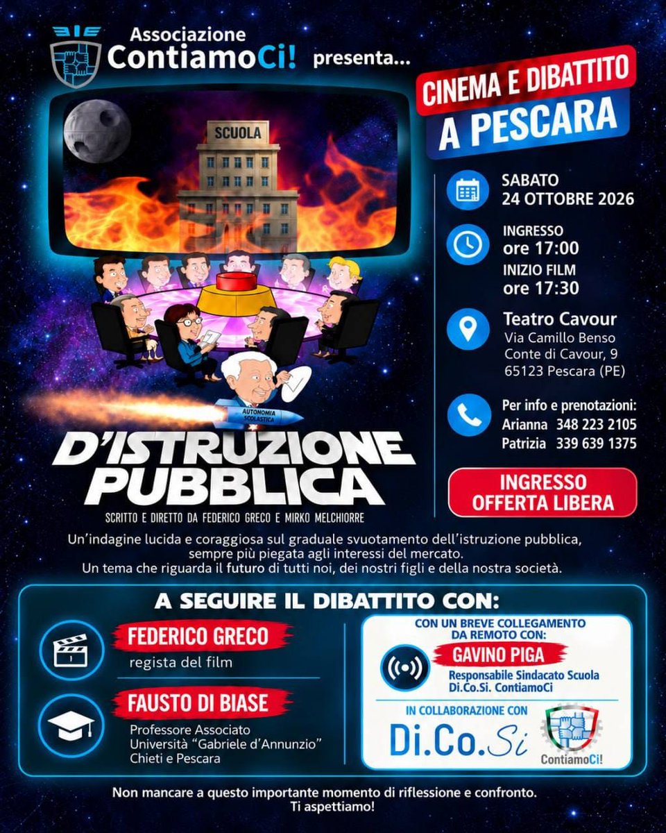 flean1973's tweet photo. Due, dicasi due, proiezioni a Pescara questo sabato, siore e siori.
E chi non viene è Al-Tajani.

#distruzionepubblica #scuola #documentari https://t.co/hgKeTzyG5I