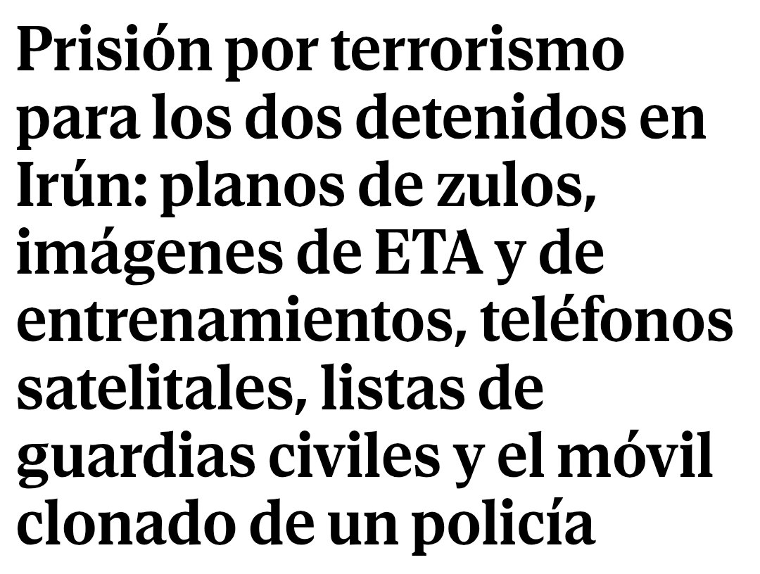 Alber's tweet photo. Esta mañana mismo, un fino analista afirmaba en la tele que la violencia de Francia es una respuesta a otra violencia mayor, esta del Estado francés, que no atendería las reivindicaciones de la juventud, etcétera. 

Exactamente es el razonamiento de estos dos individuos detenidos en Irún. Ellos no son violentos 'per se': su violencia responde a otra violencia mayor, que ellos perciben de forma particular gracias a su ultrasensibilidad para detectar la injusticia y blablablá.

Vamos, el rollo de siempre.
