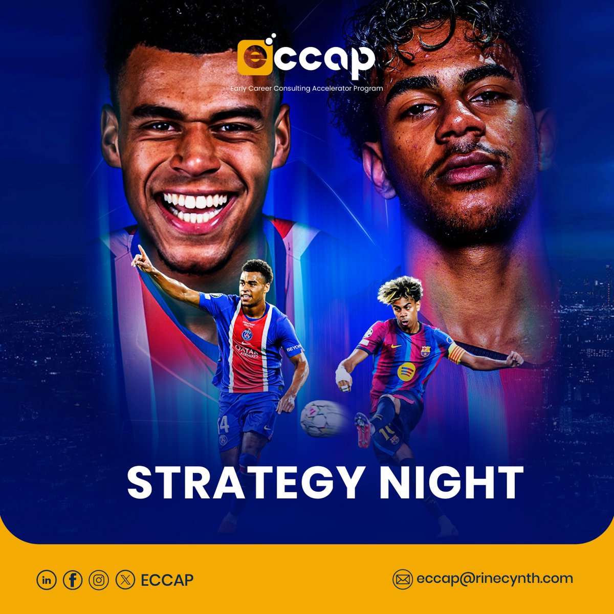 eccaprca's tweet photo. Watching @PSG_inside  vs @FCBarcelona  tonight?

Winners don't just play hard, they position smart
Consulting is the same

ECCAP helps you shift from hourly rates to high impact fees
Program starts: Nov 3rd

Apply  Now: https://t.co/7oity1CT2s
#ECCAP #Consulting #ChampionsLeague https://t.co/Hv4V35ehIP
