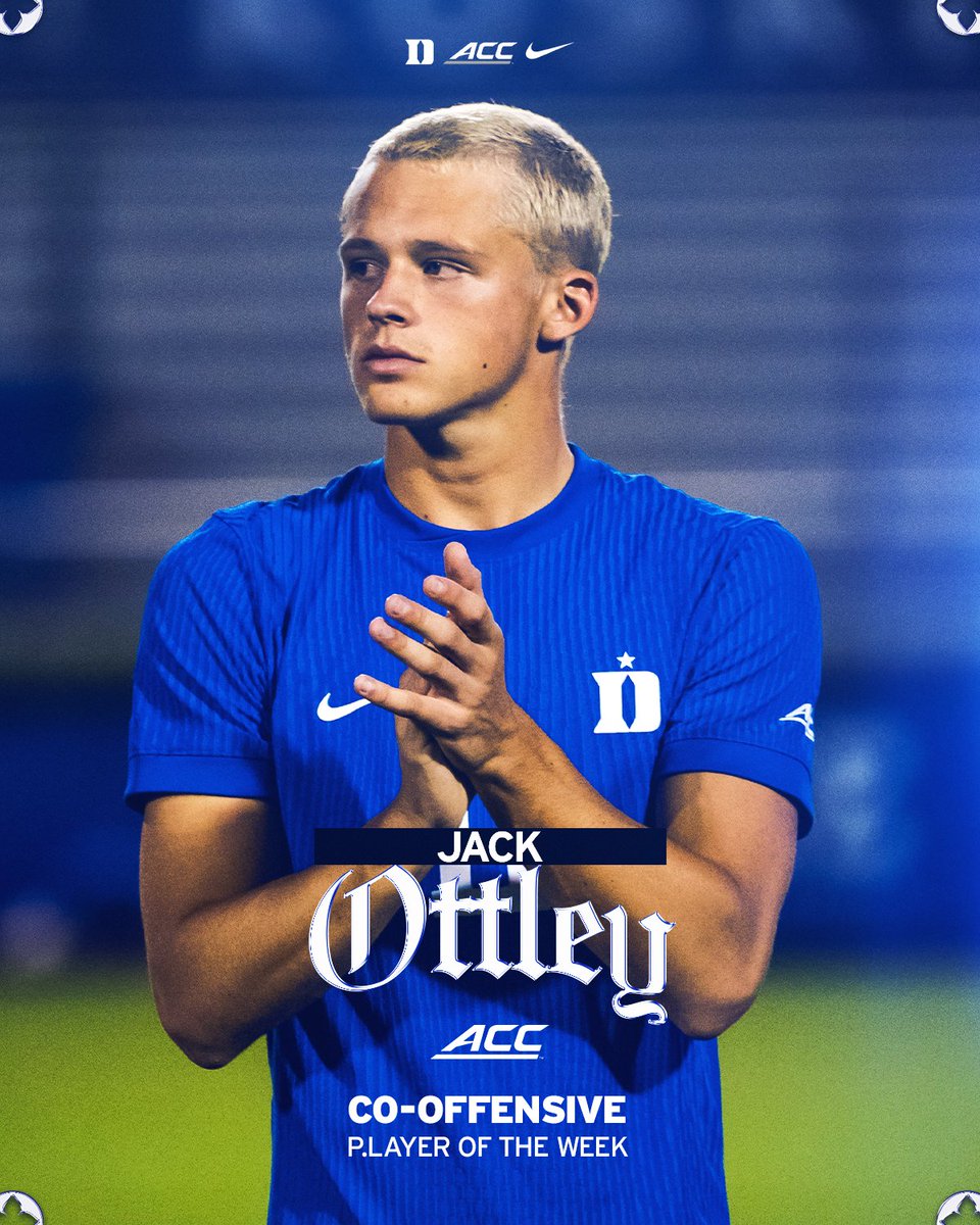 DukeMSOC's tweet photo. YUP 👏 👏 👏

Congrats to Ottley for being named ACC Co-Offensive Player of the Week! https://t.co/e0zm06X9gy