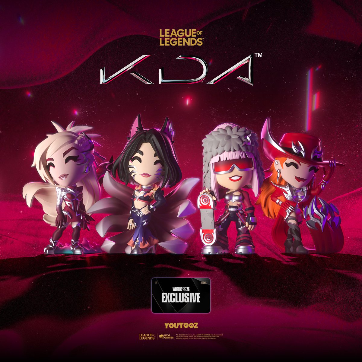 youtooz's tweet photo. im a fire starter 🔥

introducing the #KDA x youtooz figure &amp; plushie collection ❤️‍🔥 available now at https://t.co/JpVxMmcs7s and exclusively in person at worlds 2026! https://t.co/RuuRr8UNJB