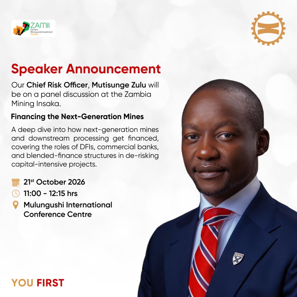 zanacoplc's tweet photo. Our Chief Risk Officer, Mutisunge Zulu, will participate in a panel discussion on Financing the Next-Generation Mines at the 2026 Zambia Mining and Investment Insaka.
#ZambiaMiningandInvestmentInsaka
#ZambiaFirst https://t.co/gzACGRfZmu