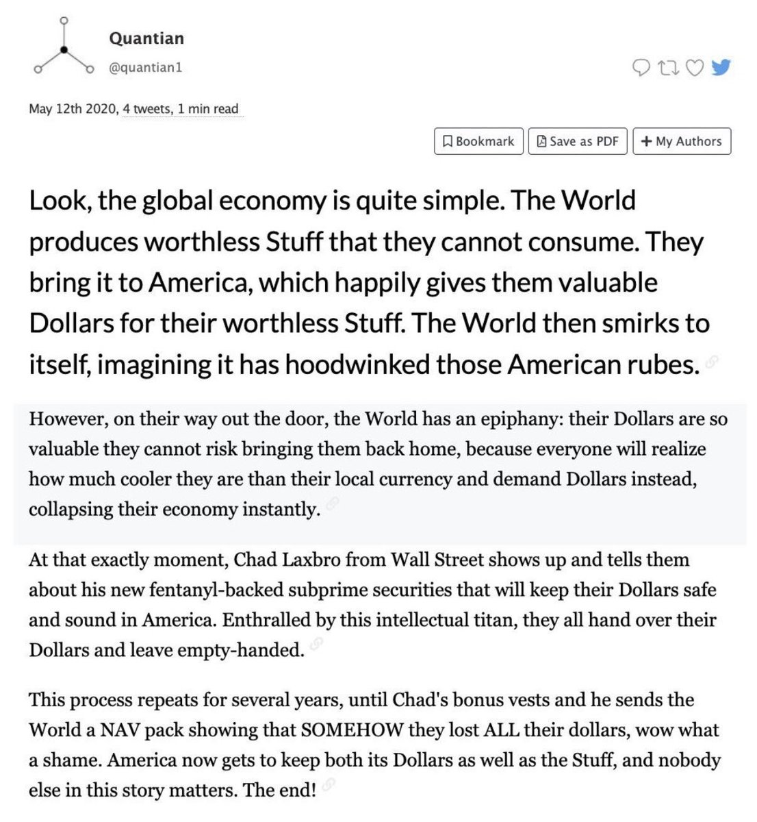 Lihong062's tweet photo. Every time I visit a college campus, I inevitably meet people convinced that finance contributes nothing to the American economy.

I think it’s actually one of America’s greatest competitive advantages.

This is the screenshot I always show them. https://t.co/xzKUt06Mse