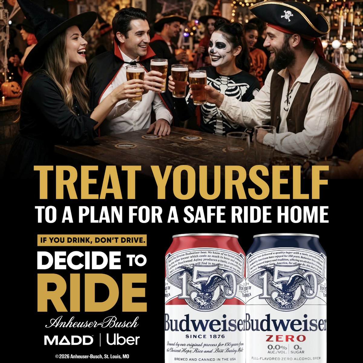 LDRowsey's tweet photo. Keep your Halloween fright-free! 🎃 Anheuser-Busch encourages you to ditch the keys and make a plan to #DecideToRide. If you drink, don't drive. 🚗 #ThatsWhoWeAre #ABEmployee https://t.co/GLtA5aMi2l