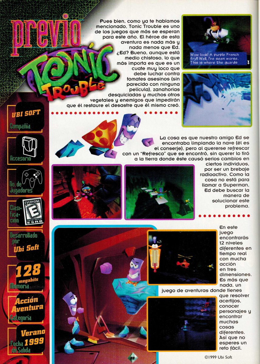 tonict_treasury's tweet photo. Tonic Trouble preview.

(Club Nintendo, year 08 issue 07, July 1999) https://t.co/JXTYevitBA