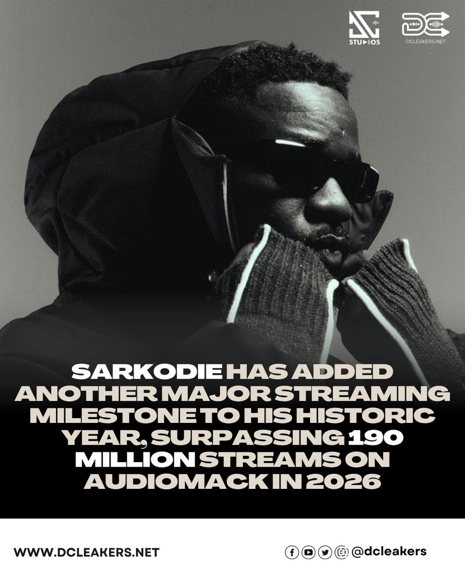dcleakers's tweet photo. Sarkodie's Banner Year: 190 Million Audiomack Streams in 2026

#dcleakers https://t.co/5TBR8r0EEH
