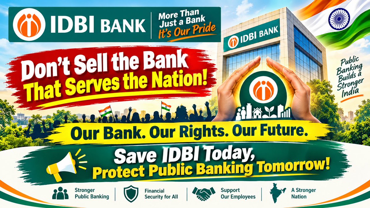 sanjumasole's tweet photo. IDBI Bank सिर्फ एक बैंक नहीं, हमारी विरासत और पहचान है!
#IDBINotForSale
#SaveIDBI
#StopIDBIPrivatisation https://t.co/NkbOVE8Bye
