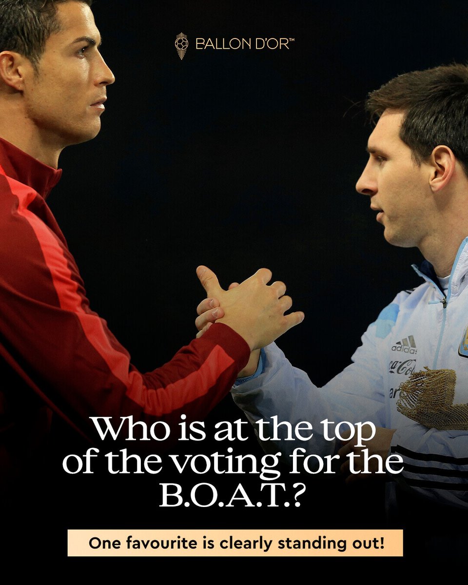 ballondor's tweet photo. Who is currently LEADING the vote for the Ballon d’Or Of All Time? 🏆👀

One clear favorite is pulling ahead!

Discover the latest standings and vote for your B.O.A.T. ➡️ https://t.co/PGyDqXOIwB

#ballondor #BOAT https://t.co/7MIYcEDTNF