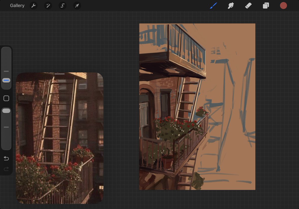 gooplicker's tweet photo. wip for some buildings.. study. i literally NEVER draw anything else than like people so this is going better than expected https://t.co/yv58ZpoPcw