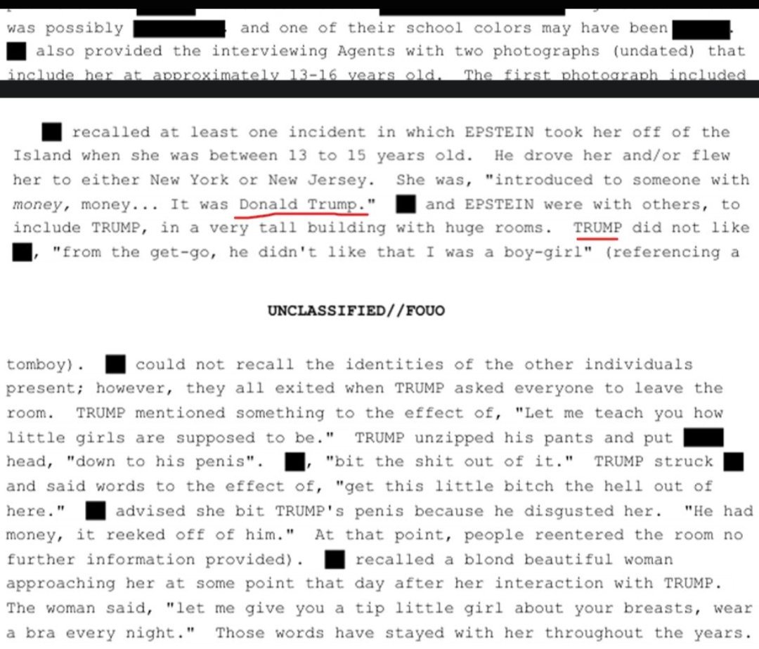 Zapt33989's tweet photo. @usatodayDC Did Trump care about women's health when he r*ped and punched a teenager?  Epstein Files Transparency Act EFTA02858481 – EFTA02858491 https://t.co/p83iqDUPum