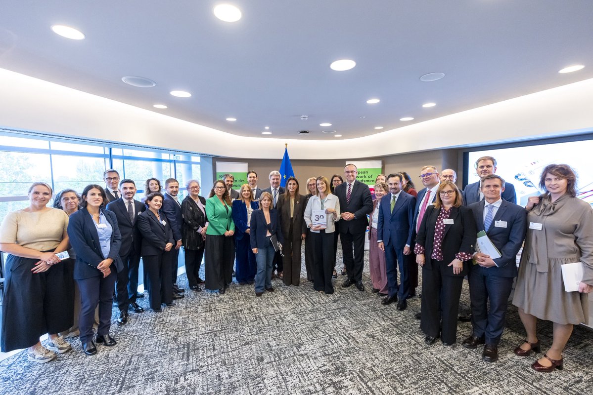 EP_President's tweet photo. Congratulations to the European Network of Ombudsmen on your 30th anniversary.

From cross-border healthcare and voting rights to social housing support and the recognition of international qualifications, thank you for the work you do to protect people’s rights and make a difference in their lives.

Here’s to another 30 years of working together.