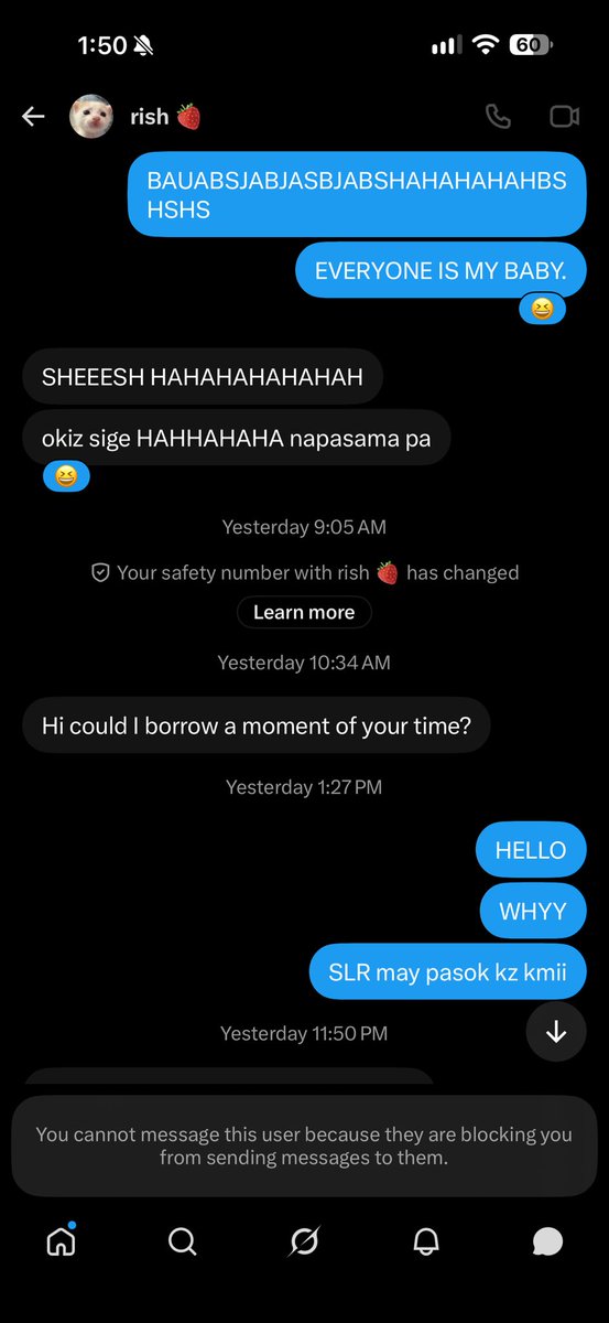 jjamibunny's tweet photo. convo nmin nung totoong owner ng account: tagalog

convo namin nung hacker: english 

tangenangyan HAUWBAJABAJAHAJAJAJAJABABHAHAHAHAHAB https://t.co/16rab5mJAm