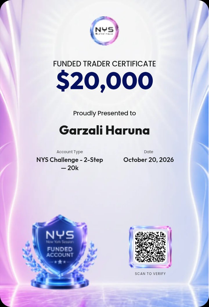 GarzaliH51580's tweet photo. 🏆 $20,000 FUNDED TRADER! 🔥
Alhamdulillah! Another milestone achieved. 🤲📈
Officially passed my NYS 2-Step Challenge! ✅
Consistency, patience, discipline, and trust in the process. The journey continues! 🚀
This is just the beginning. Bigger goals ahead! 🎯
Thank you, NYS! 🙏
$20K secured. Now, let’s get to work! 💰🔥
#NYS #FundedTrader #ForexTrading #TradingJourney #PropFirm