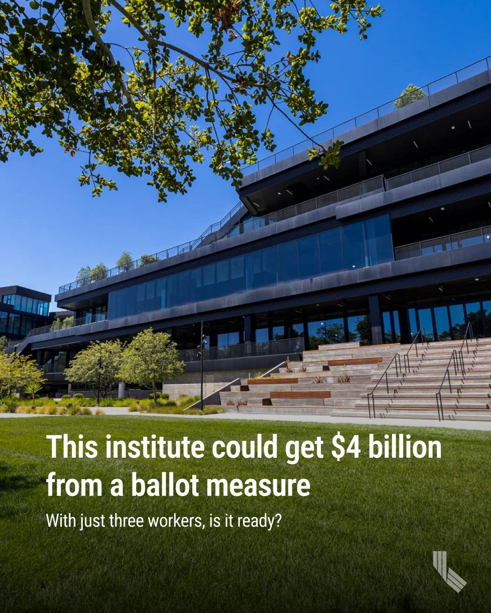 CalMatters's tweet photo. The science research institute that would likely receive $4.2B in public taxpayer money if voters approve Prop 38 this November had only three employees as of last month — far fewer than the 51 staffers it planned to have hired https://t.co/UizzN8dVuf

📸 Brian van der Brug https://t.co/udo92mjKbF