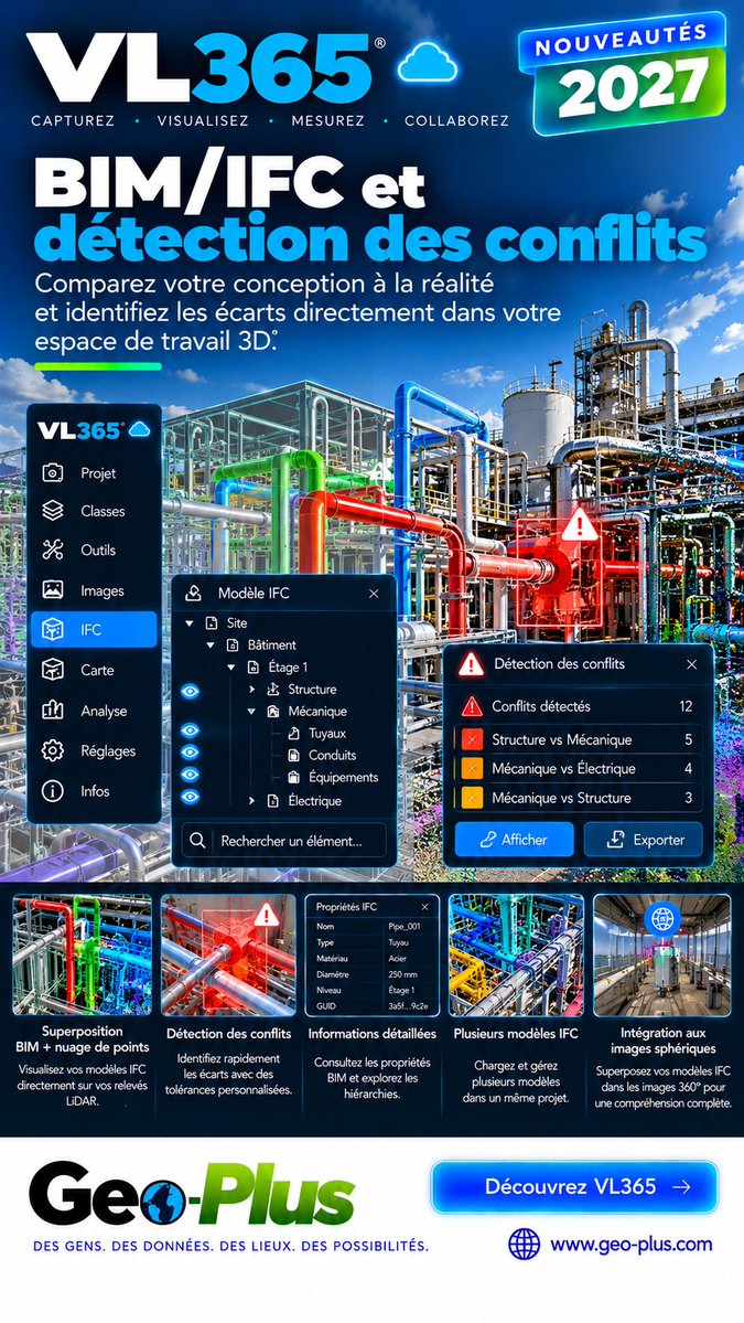 GeoPlusSoft's tweet photo. Avec VL365, la photographie 360° et les nuages de points deviennent des outils complémentaires pour l'inspection et le suivi des infrastructures.

🌐 https://t.co/uuI45UbYgB

#VL365 #GeoPlus #LiDAR #ImagesSphériques #Inspection3D #JumeauNumérique https://t.co/wSlRBMXWQl