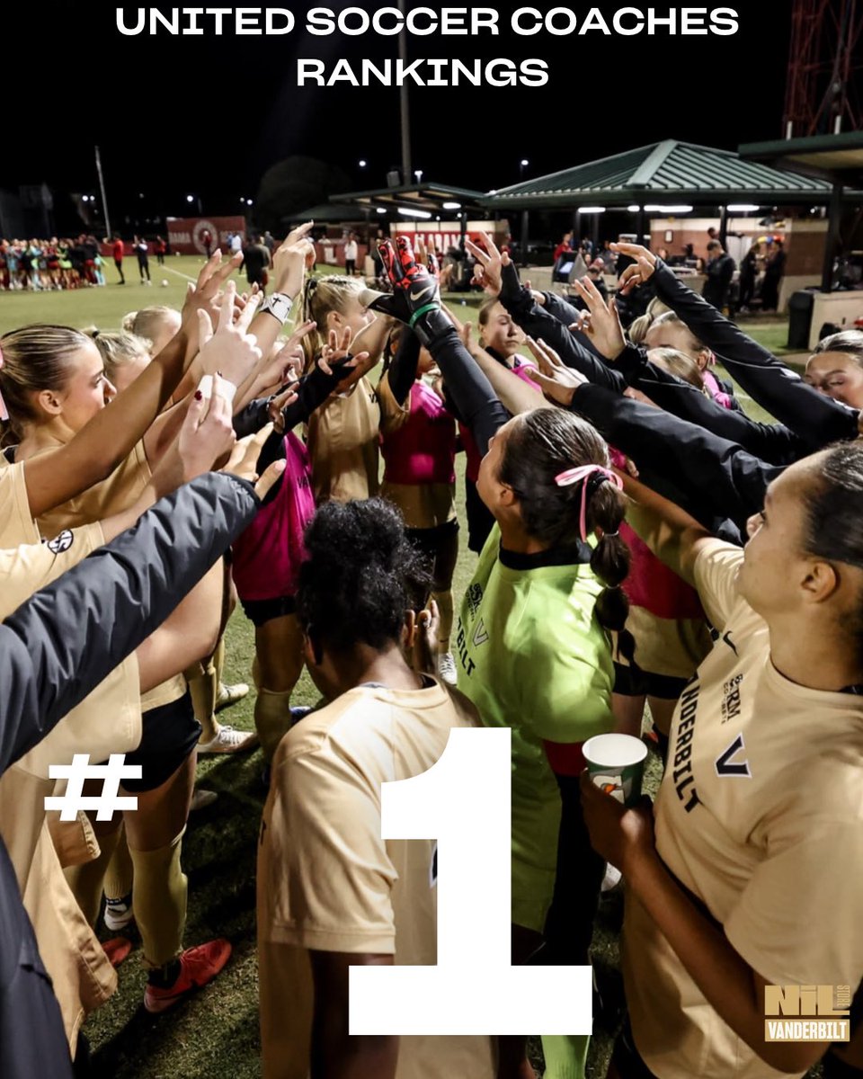 NILStoreVandy's tweet photo. 1 of 1, literally! @vandysoccer are ranked #1 in the @UnitedCoaches poll for the first time in school history! 🤩🤩🤩

2 more regular season matches, visit our website to shop their merch and keep supporting!!! ⚓️⬇️

Shop: https://t.co/rYkwYwgNZp https://t.co/3vlLXxTZuT