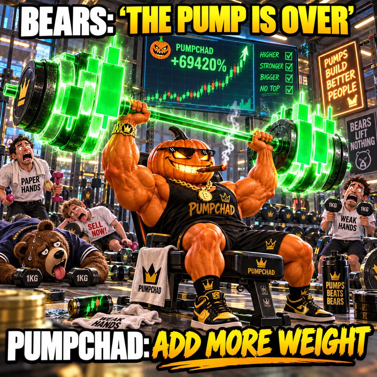 PumpChad_soll's tweet photo. PumpChad heard “ADD MORE WEIGHT.” 💪🔥
Bears are sweating. Chad is just warming up.
The Chadverse is only getting started. 🚀
#PumpChad #Chadverse #Solana #Memecoin https://t.co/b532V8Y0du