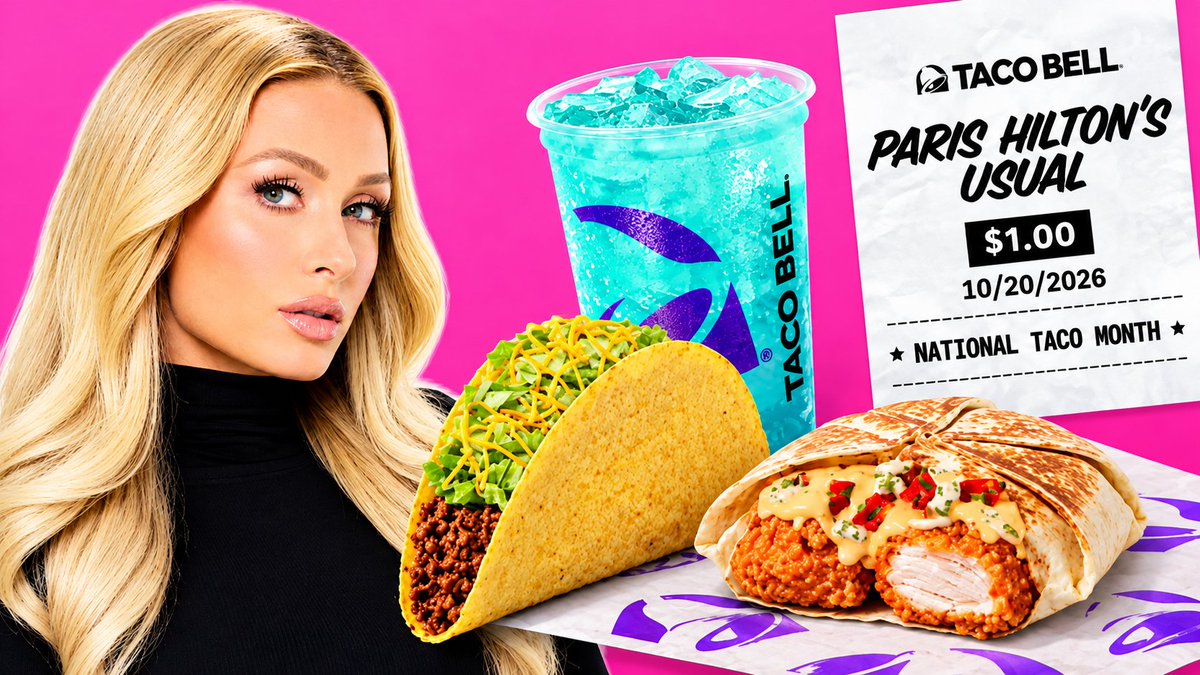 GlitchedDeals's tweet photo. $1 PARIS HILTON TACO BELL MEALS

Get a Crunchwrap Slider, Crunchy Taco + drink for just $1

Rewards members only, drops at 2 PM PT in the Taco Bell app https://t.co/zYTRogTqsm