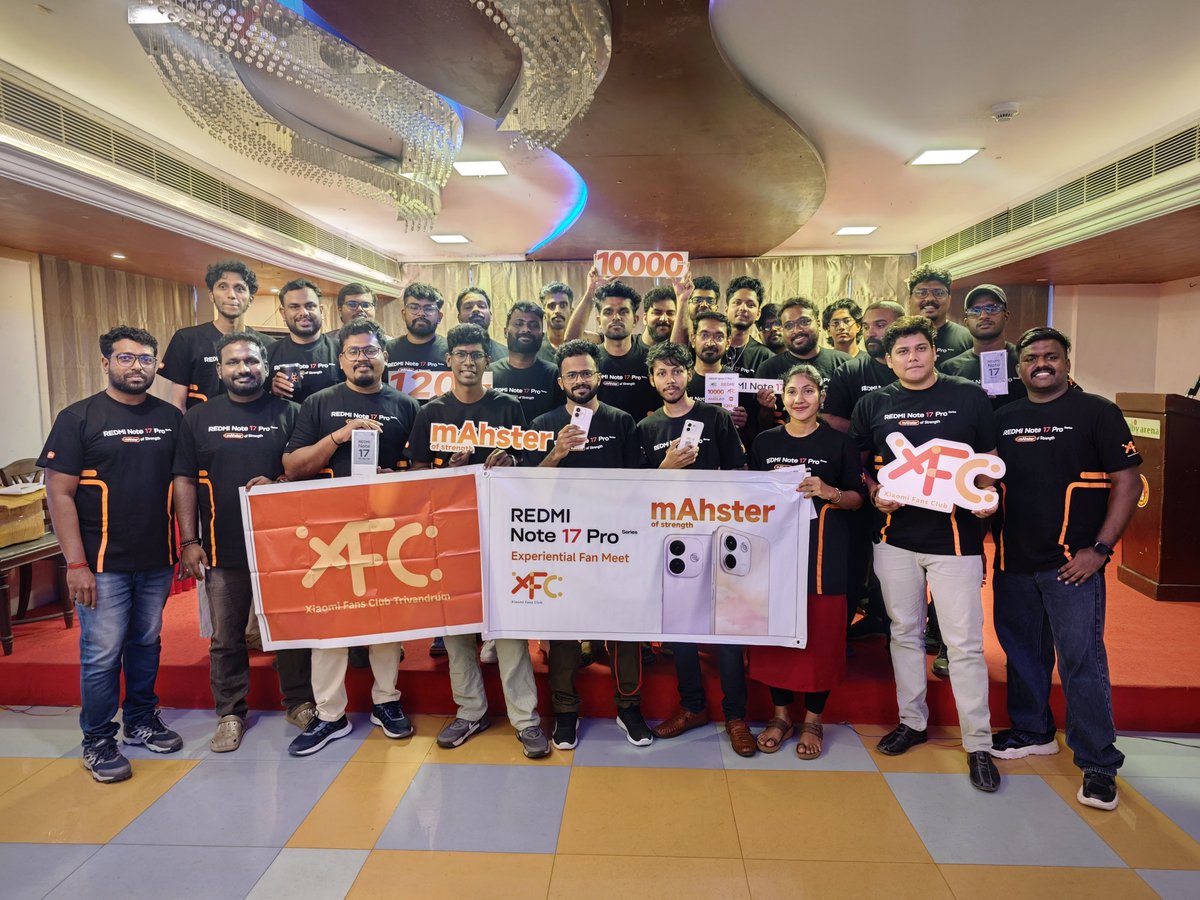 anuply_'s tweet photo. Electric vibes and pure tech excitement at the Xiaomi Fans Club hands-on meet for the new #RedmiNote17Series!
โAlways incredible catching up with the community.
@RedmiIndia
@pixelwithme
@Ritij
@XFCTrivandrum
#REDMINote17ProSeries #XFCTrivandrum #XiaomiFansClub #XiaomiIndia https://t.co/yyCZgRR5sE