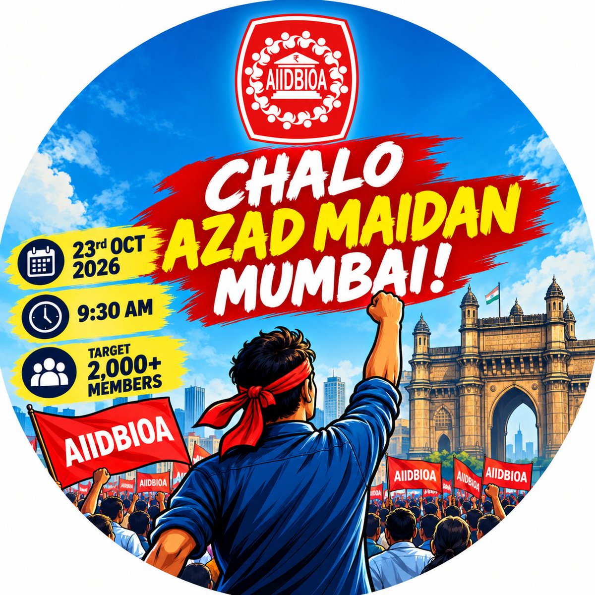 saveidbibank64's tweet photo. Post No.255#CHALO AZAD MAIDAN-MUMBAI
Let us stand together, show our unity, and raise our collective voice to save IDBI Bank. Every officer’s presence matters. Together, we are stronger..! https://t.co/uoNpETVFEj