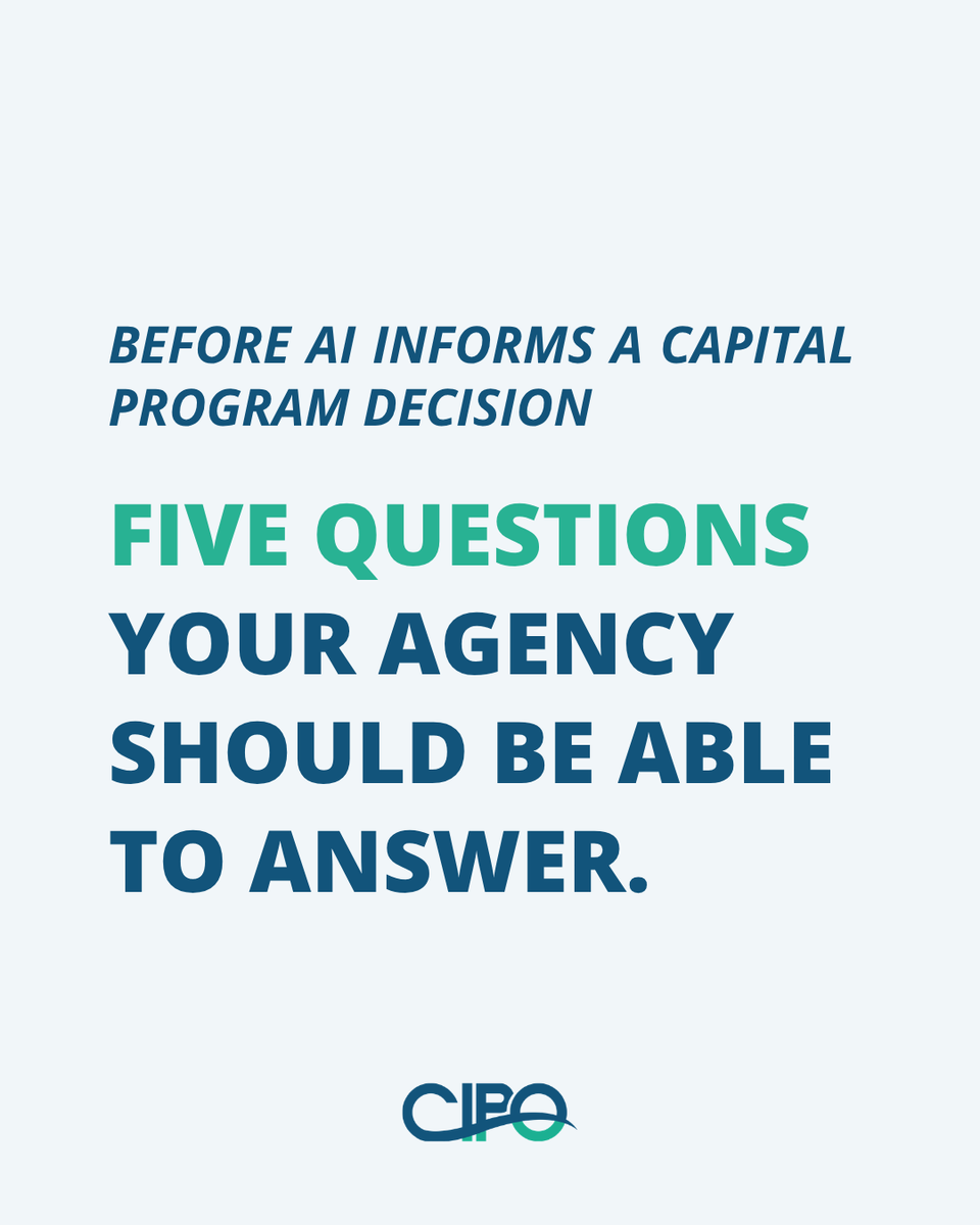 cipo_cloud's tweet photo. Before AI informs a capital program decision, ask:

What data supports it?
Who validates it?
Who approves the action?

Read CIPO's owner-focused guide:
https://t.co/W20OQXTMsU

#CapitalPrograms #AI #CIPOAI #ConstructionTech #ProgramManagement #PMIS https://t.co/vto7r4wwOK