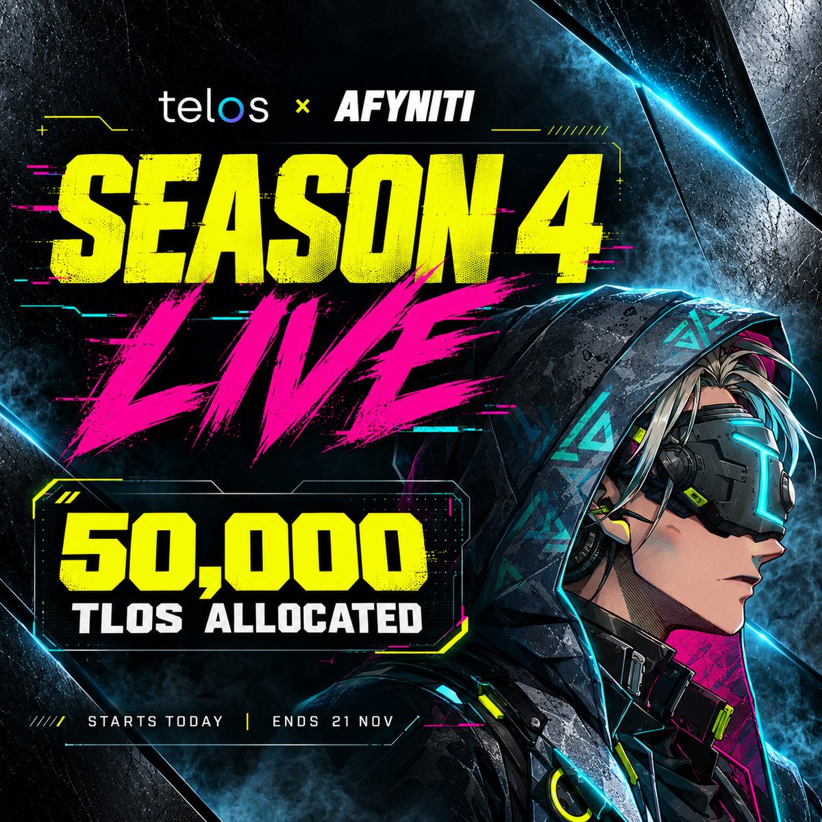 Afyniti_'s tweet photo. Telos Season 4 is live!🚨
 
🦾Complete missions 
🦾Earn TLOS XP  
🦾Climb the standings  

@HelloTelos has designated 50,000 TLOS for the campaign, with the top 400 eligible XP holders considered for allocation by the Telos Foundation! https://t.co/S77v9aFAQK